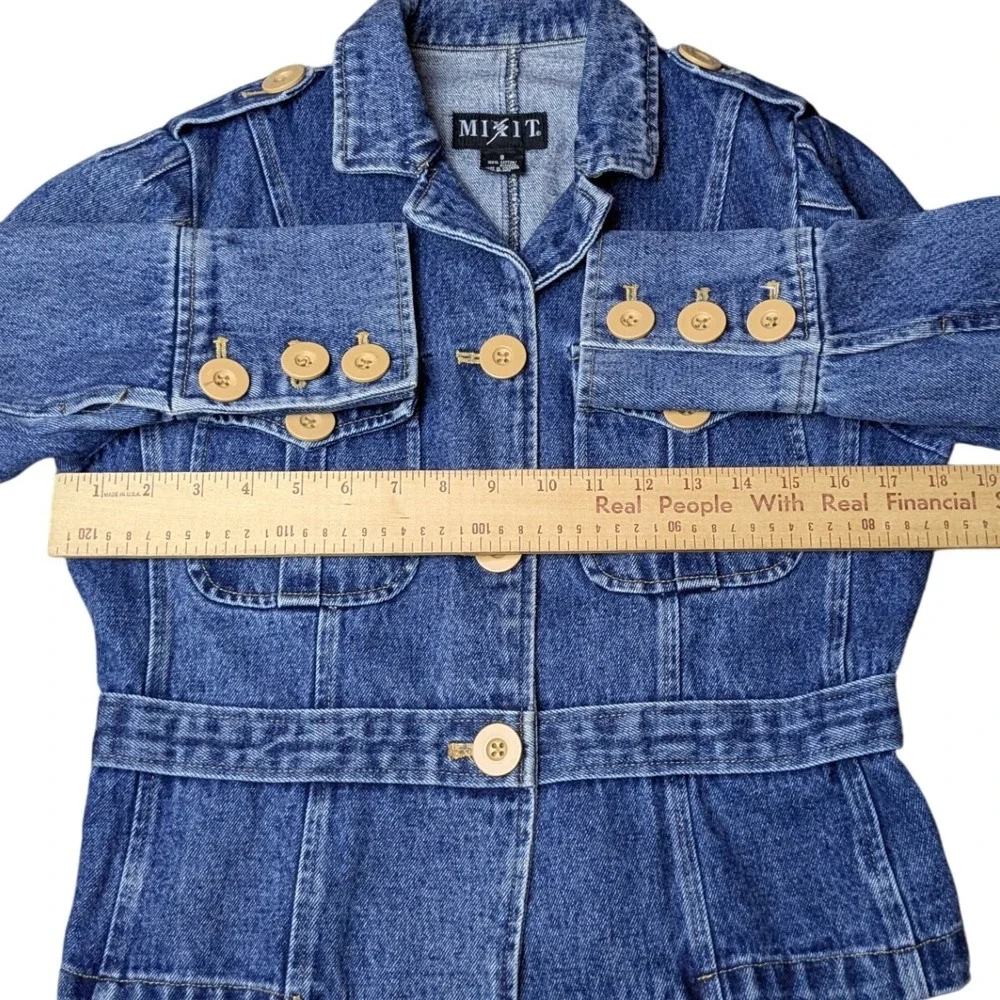 Mixit Y2K Moto Military Short‎ Denim Jacket Women's 8